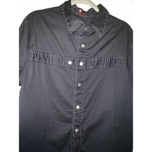 Morbid Thread Men’s Large Vintage 90s Y2K Black Snap Button Shirt Goth Punk Vamp